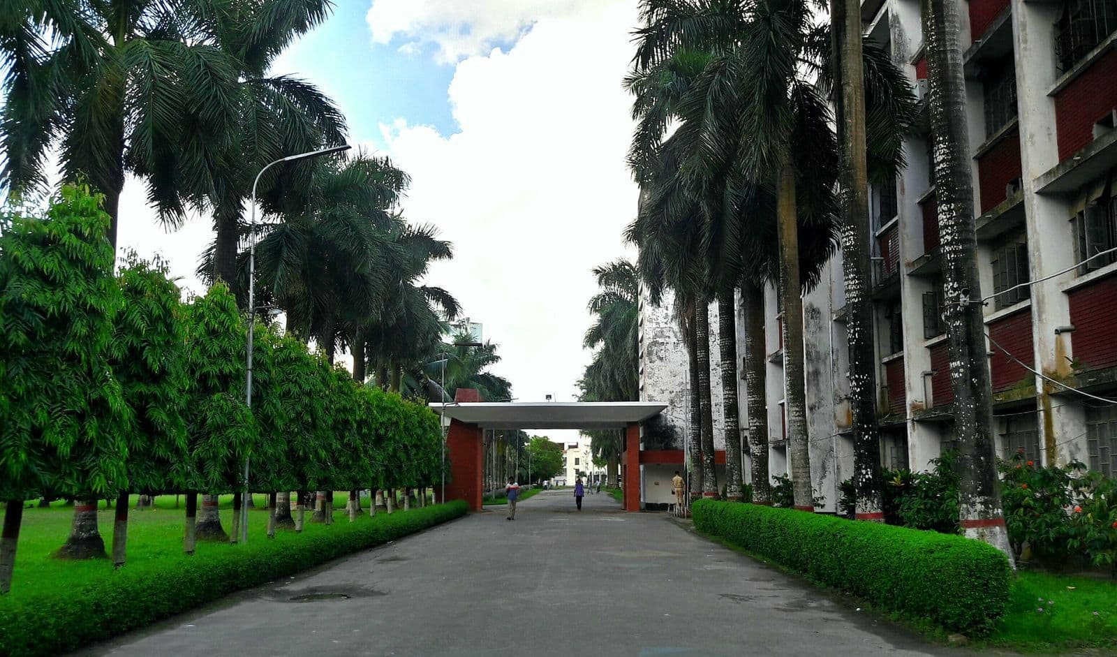 ডুয়েট ক্যাম্পাসের পাম গাছে ঘেরা প্রবেশপথ